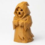 Wood-Carved-Like Spooky Spirit Figurine in Ochre Yellow Finish - 3D Printed in Canada (Ochre Yellow)