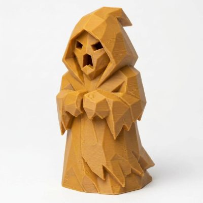 Wood-Carved-Like Spooky Spirit Figurine in Ochre Yellow Finish - 3D Printed in Canada (Ochre Yellow)