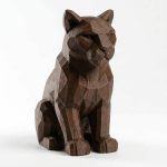 Wood Carved-Like Cougar Figurine - Unique Desk Decor for Adults – 3D Printed in Canada - 3D Printed in Canada (Black Walnut)