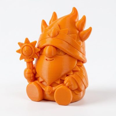 Sun God Gnome Collectible Figurine - Striking Orange Design with Detailed Features - Unique Desk Decor, Office Accent, or Gift for Fantasy Lovers - 3D Printed in Canada