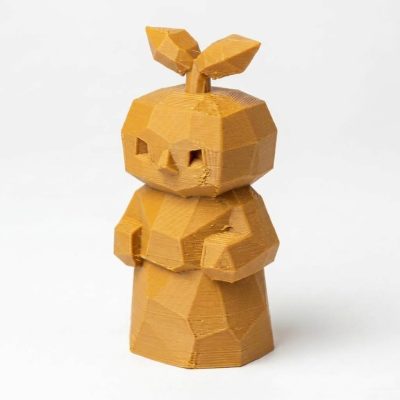 Wood-Carved-Like Sprout Figurine in Ochre Yellow Finish - Unique Desk Decor for Adults - 3D Printed in Canada (Ochre Yellow)