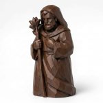 Wood Carved-Like Saint Joseph Figurine - Unique Desk Decor with Artisan Aesthetic - Great Gift for Adults – 3D Printed in Canada - 3D Printed in Canada (Black Walnut)