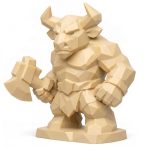 Wood Carved-Like Minotaur Figurine - Unique Desk Decor for Collectors – 3D Printed in Canada - 3D Printed in Canada (White Oak)