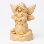 Wood-Carved-Like Moss Fairy Figurine in White Oak Finish - 3D Printed in Canada (White Oak)