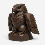 Wood Carved-Like Thunderbird Figurine - Unique Desk Decor for Adults - 3D Printed in Canada (Black Walnut)