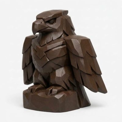 Wood Carved-Like Thunderbird Figurine - Unique Desk Decor for Adults - 3D Printed in Canada (Black Walnut)