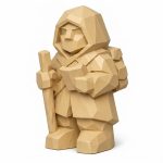 Wood Carved-Like Figurine in White Oak Finish - Unique Desk Decor for Adults - 3D Printed in Canada (White Oak)