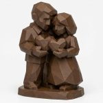 Wood Carved-Like Two Hearts Figurine - Unique Desk Decor and Gift for Adults – 3D Printed in Canada - 3D Printed in Canada (Black Walnut)