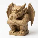 Wood Carved-Like Gargoyle Figurine - Unique Desk Decor for Collectors 3D Printed in Canada - 3D Printed in Canada (Classic Birch)