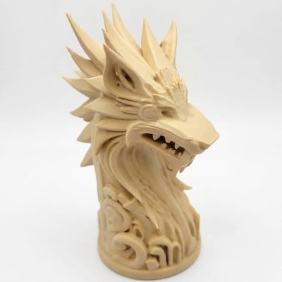 Viking Wolf Totem Figurine in White Oak Finish - 3D Printed in Canada (White Oak)