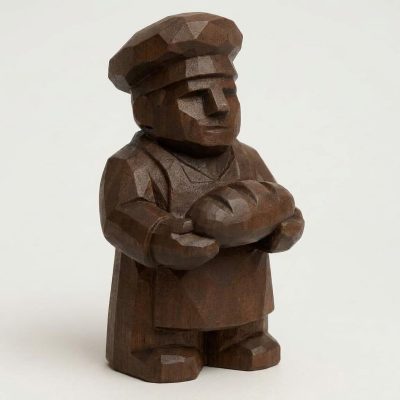 Wood Carved-Like Baker Figurine - Unique Desk Decor for Adults – 3D Printed in Canada - 3D Printed in Canada (Black Walnut)