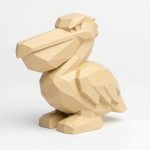 Wood Carved-Like Pelican Figurine - Unique Desk Decor for Adults – 3D Printed in Canada - 3D Printed in Canada (White Oak)