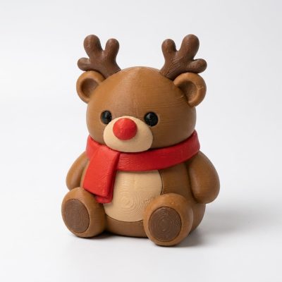 Reindeer Teddy Bear Cub Collectible Figurine - Unique Desk Decor for Adults – 3D Printed in Canada