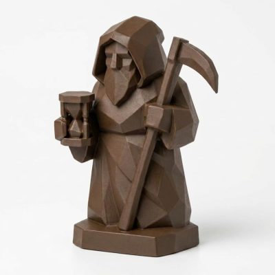Wood Carved-Like Time Figurine in Black Walnut Finish - 3D Printed in Canada (Black Walnut)
