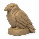 Wood Carved-Like Raven Figurine - Unique Desk Decor for Adults 3D Printed in Canada - 3D Printed in Canada (Classic Birch)
