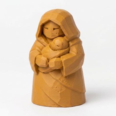 Wood Carved-Like Protective Charm Figurine in Ochre Yellow Finish - 3D Printed in Canada (Ochre Yellow)