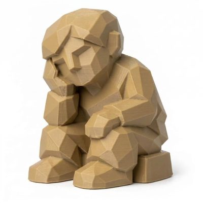Wood Carved-Like Rest and Reflect Figurine - Unique Desk Decor for Adults 3D Printed in Canada - 3D Printed in Canada (Classic Birch)
