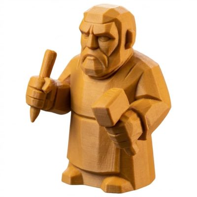 Wood Carved Sculptor Figurine in Ochre Yellow Finish - 3D Printed in Canada (Ochre Yellow)