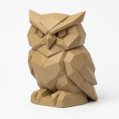 Wood Carved Owl Collectible Figurine - Unique Desk Decor for Adults 3D Printed in Canada - 3D Printed in Canada (Classic Birch)