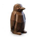 Wood Carved Penguin Figurine in Black Walnut Finish - 3D Printed in Canada (Black Walnut)