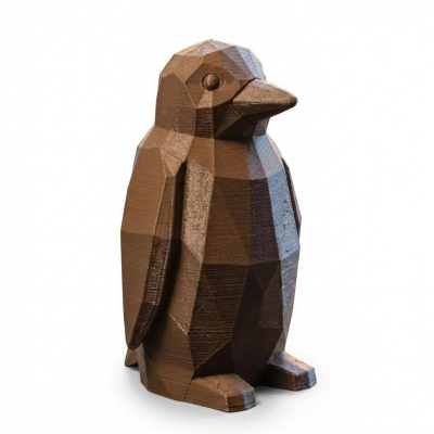 Wood Carved Penguin Figurine in Black Walnut Finish - 3D Printed in Canada (Black Walnut)