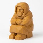 Wood Carved-Like Long Winter Evening Figurine in Ochre Yellow Finish - 3D Printed in Canada (Ochre Yellow)