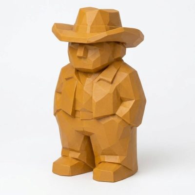 Wood Carved Country Soul Collectible Figurine in Ochre Yellow Finish - 3D Printed in Canada (Ochre Yellow)