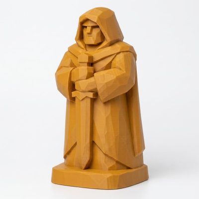 Wood-Carved-Like Monumental Figure Collectible Figurine in Ochre Yellow Finish - 3D Printed in Canada (Ochre Yellow)