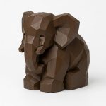 Wood Carved Gentle Elephant Collectible Figurine in Black Walnut Finish - 3D Printed in Canada (Black Walnut)