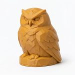 Wood Carved-Like Snowy Owl Figurine - Unique Desk Decor for Adults – 3D Printed in Canada - 3D Printed in Canada (Ochre Yellow)