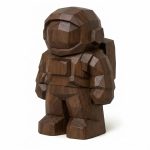 Wood-Carved-Like Astronaut Collectible Figurine - Unique Desk Decor for Adults – 3D Printed in Canada - 3D Printed in Canada (Black Walnut)