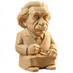 Wood Carved Albert Einstein Figurine in White Oak Finish - 3D Printed in Canada (White Oak)