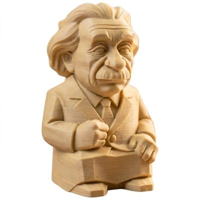 Wood Carved Albert Einstein Figurine in White Oak Finish - 3D Printed in Canada (White Oak)