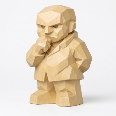 Wood-Carved-Like Idea Form Figurine in White Oak Finish - 3D Printed in Canada (White Oak)