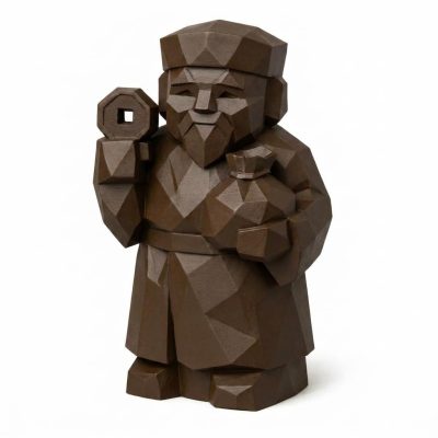 Wood Carved Good Fortune Collectible Figurine in Black Walnut Finish - 3D Printed in Canada (Black Walnut)