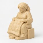 Wood Carved-Like Quilter Figurine - Unique Desk Decor for Collectors – 3D Printed in Canada - 3D Printed in Canada (White Oak)