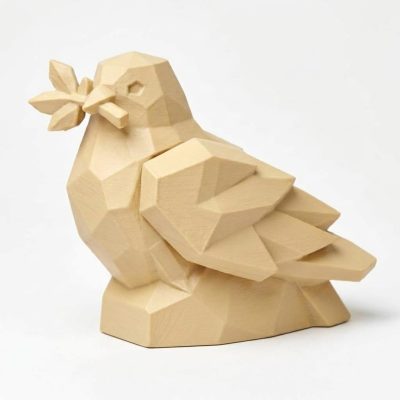 Wood Carved-Like of Peace Figurine - Elegant Desk Decor for Collectors – 3D Printed in Canada - 3D Printed in Canada (White Oak)