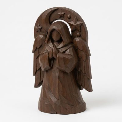 Wood Carved Celestial Figure Collectible Figurine in Black Walnut Finish - 3D Printed in Canada (Black Walnut)
