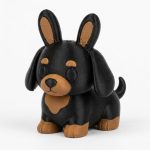 Dark Dachshund Bunny Collectible Figurine - Unique Desk Decor for Adults – 3D Printed in Canada