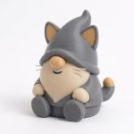 Manx Cat Gnome Collectible Figurine - Detailed Grey Cat Gnome Desk Decor for Home or Office Accent - Unique Gift for Cat Lovers - 3D Printed in Canada