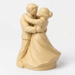 Wood Carved-Like Dancing Couple Collectible Figurine - Unique Desk Decor for Adults – 3D Printed in Canada - 3D Printed in Canada (White Oak)