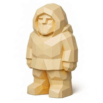 Wood Carved Great North Collectible Figurine in White Oak Finish - 3D Printed in Canada (White Oak)