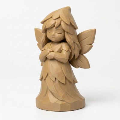 Wood Carved-Like Woodland Fairy Figurine - Unique Desk Decor for Adults 3D Printed in Canada - 3D Printed in Canada (Classic Birch)
