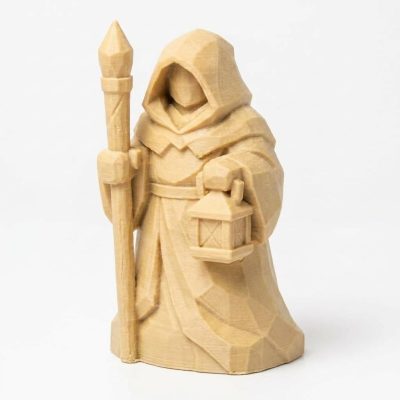 Wood-Carved-Like Seeker Figurine in White Oak Finish - Elegant Desk Decor for Collectors - 3D Printed in Canada (White Oak)