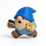 Running Late Gnome Collectible Figurine - Bearded Garden Gnome with Coffee and Clock - Unique Desk Decor for Office or Home Display - 3D Printed in Canada