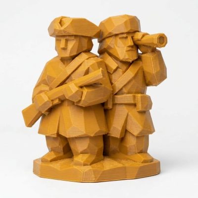 Wood Carved-Like Lewis and Clark Figurine - Unique Desk Decor for Adults – 3D Printed in Canada - 3D Printed in Canada (Ochre Yellow)