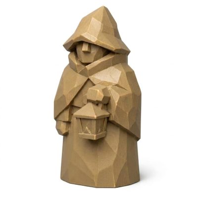 Wood Carved-Like Night Watcher Figurine - Unique Desk Decor for Adults 3D Printed in Canada - 3D Printed in Canada (Classic Birch)