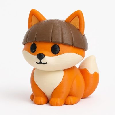 Bowl Cut Fox Collectible Figurine - Unique Desk Decor for Adults – 3D Printed in Canada