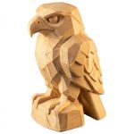 Wood Carved Eagle Figurine in White Oak Finish - 3D Printed in Canada (White Oak)