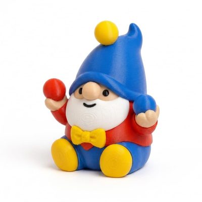 Juggler Gnome Collectible Figurine - Vibrant Bearded Garden Gnome in Blue Hat with Juggling Balls for Unique Desk Decor and Shelf Display - 3D Printed in Canada
